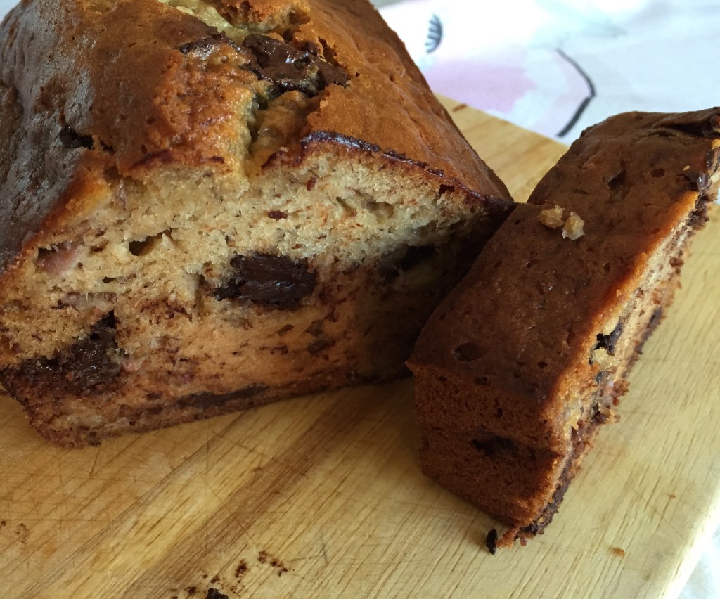 This 5 star recipe will make a one huge banana bread fit for a king. I like to split it into two pans and share the wealth. 